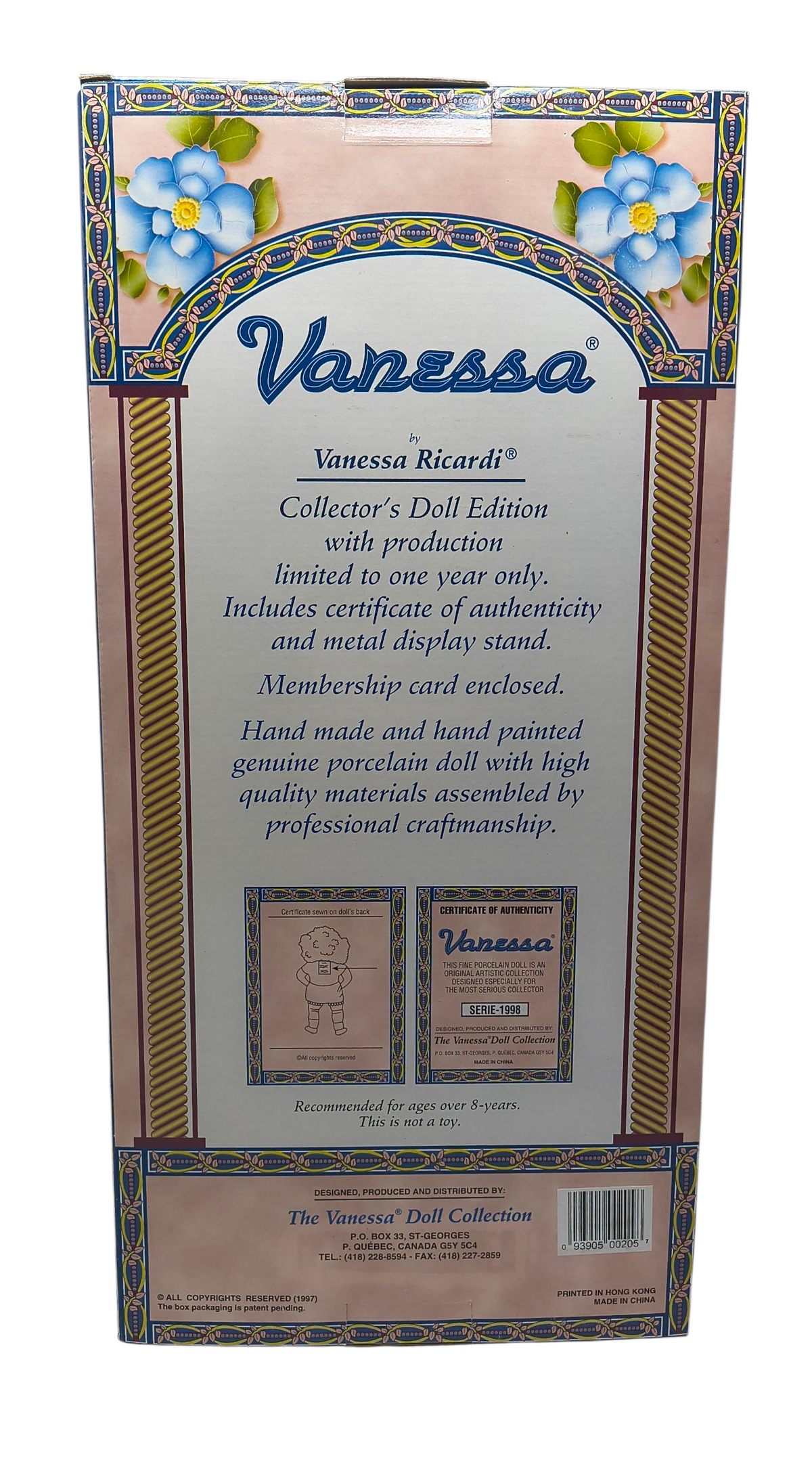 1997 Vanessa Ricardi Limited Ed. Porcelain 16" Vanessa Doll Green Gold Velvet image 2