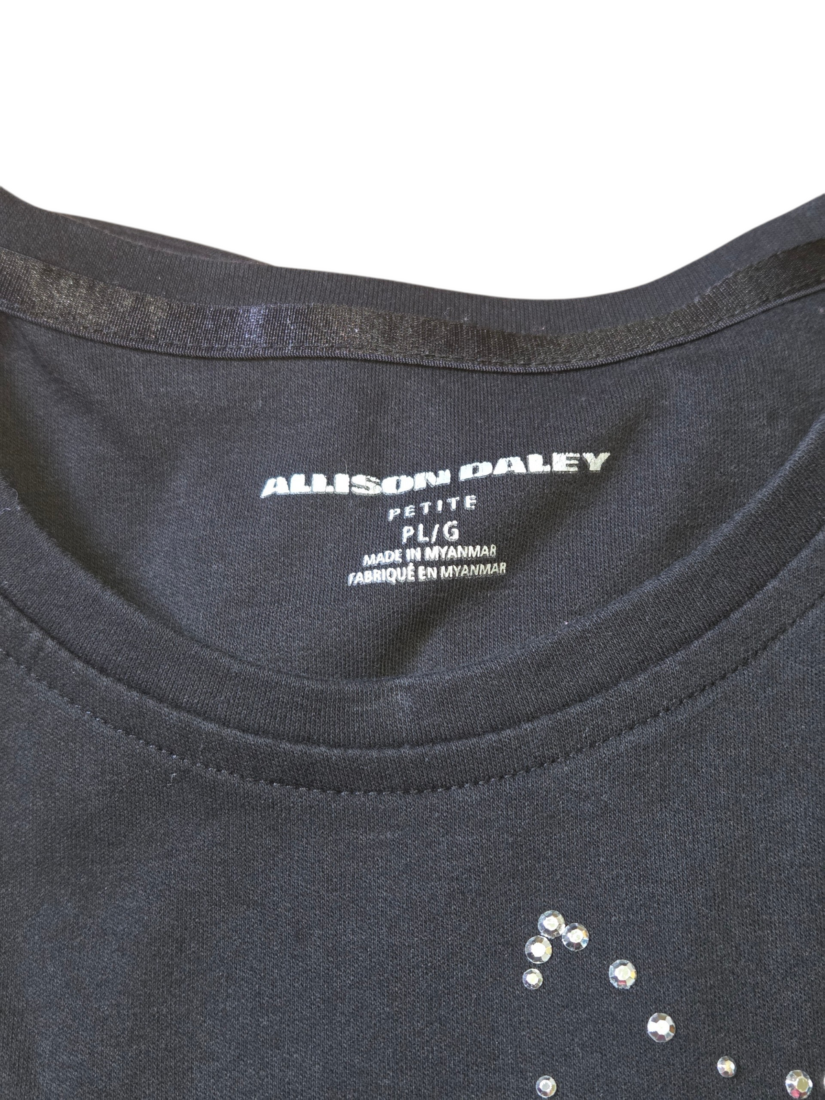 Allison Daley Rhinestone Cats Graphic Womens Black Shirt Size PL/G Petite image 4