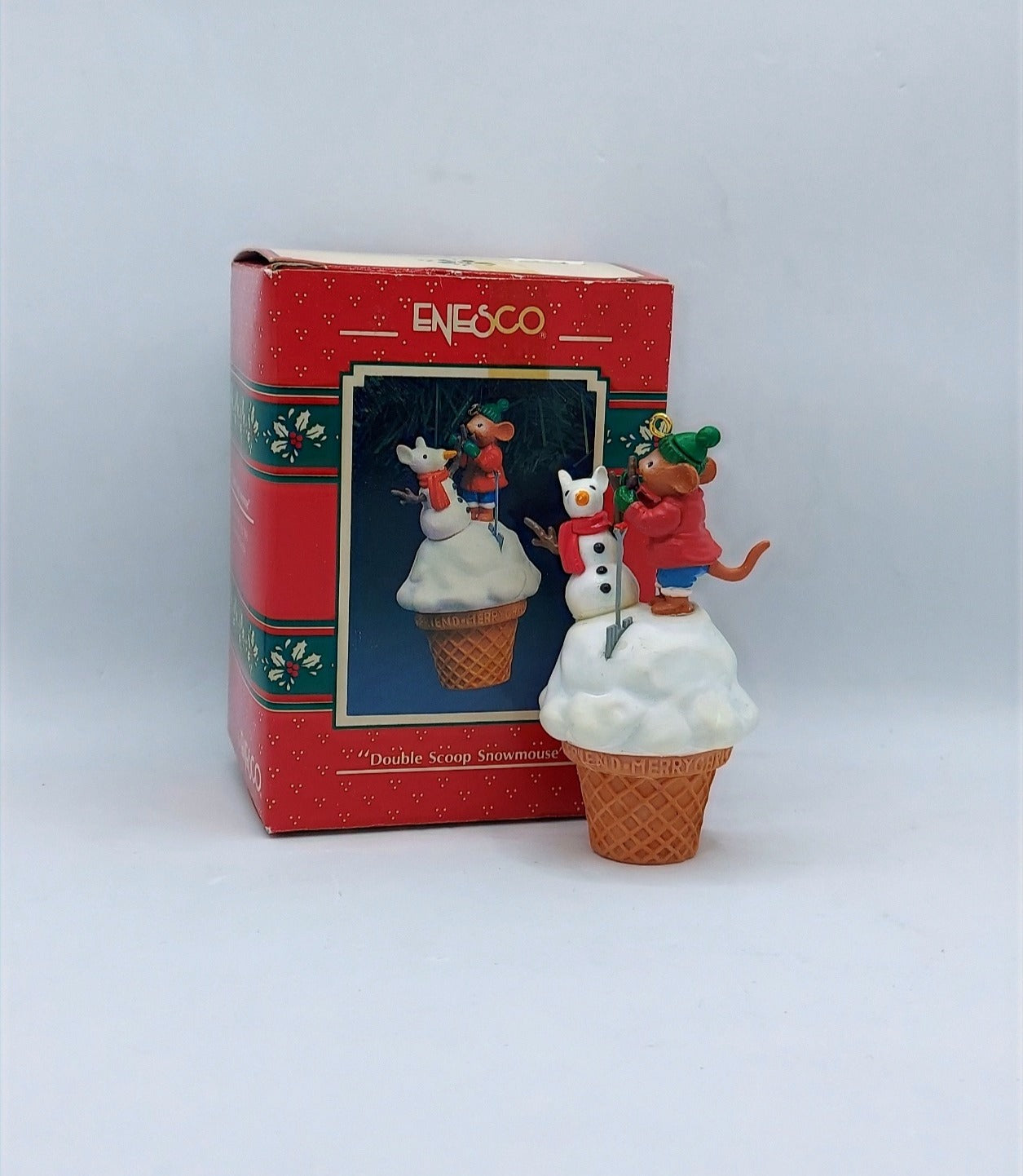 1991 Enesco Double Scoop Snowmouse Ornament