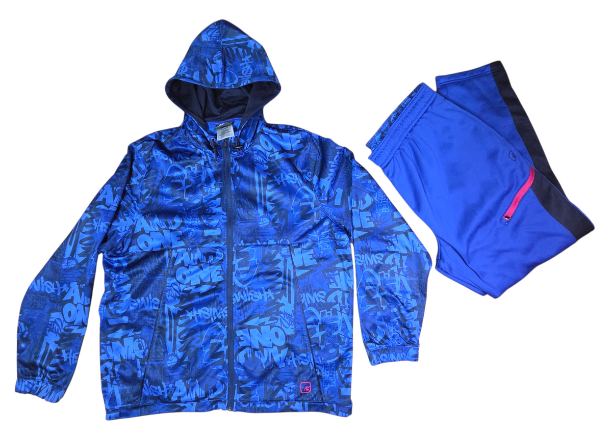 And1 Basketball Jumpshot Blue Graffiti Jacket And Pants Mens XL