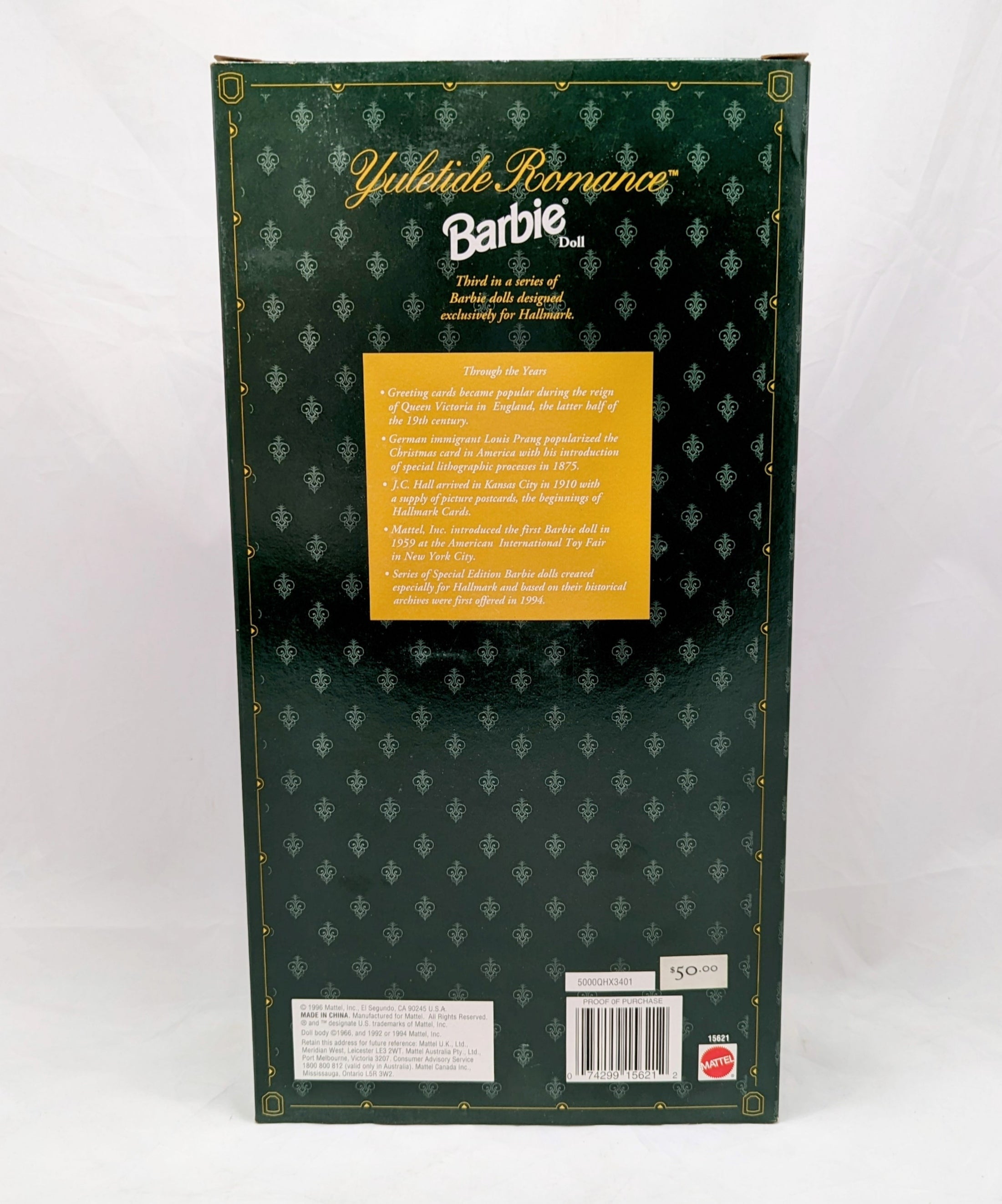 1996 Mattel Hallmark Barbie Yuletide Romance Doll Special Edition #15621 image 4