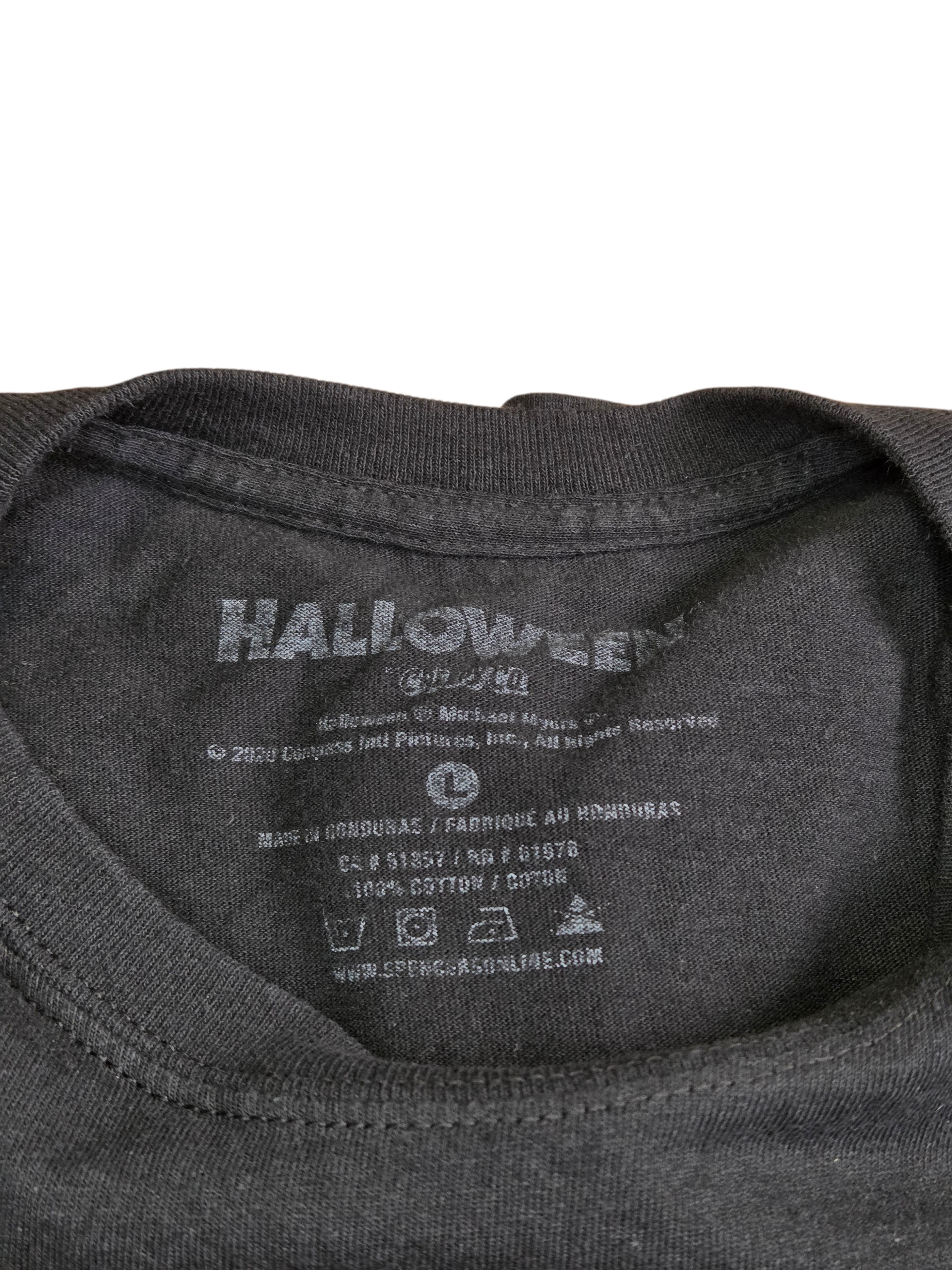 Creepy CO Halloween Safety A Sitters Guide Micheal Myers Black T-Shirt Large image 3