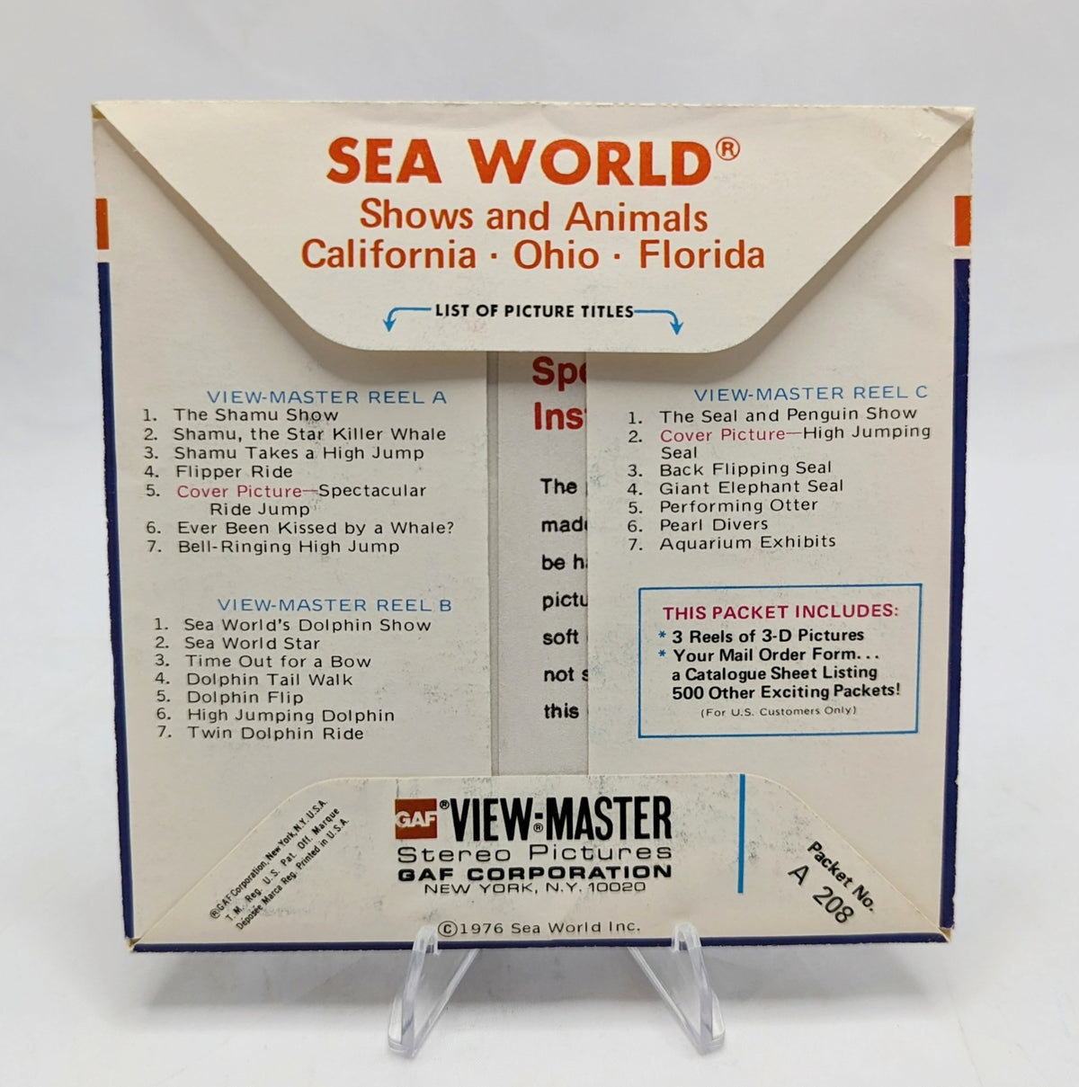 1976 GAF View-Master Sea World Shows & Animals 21 Stereo Pictures 3 Reel Pack image 3