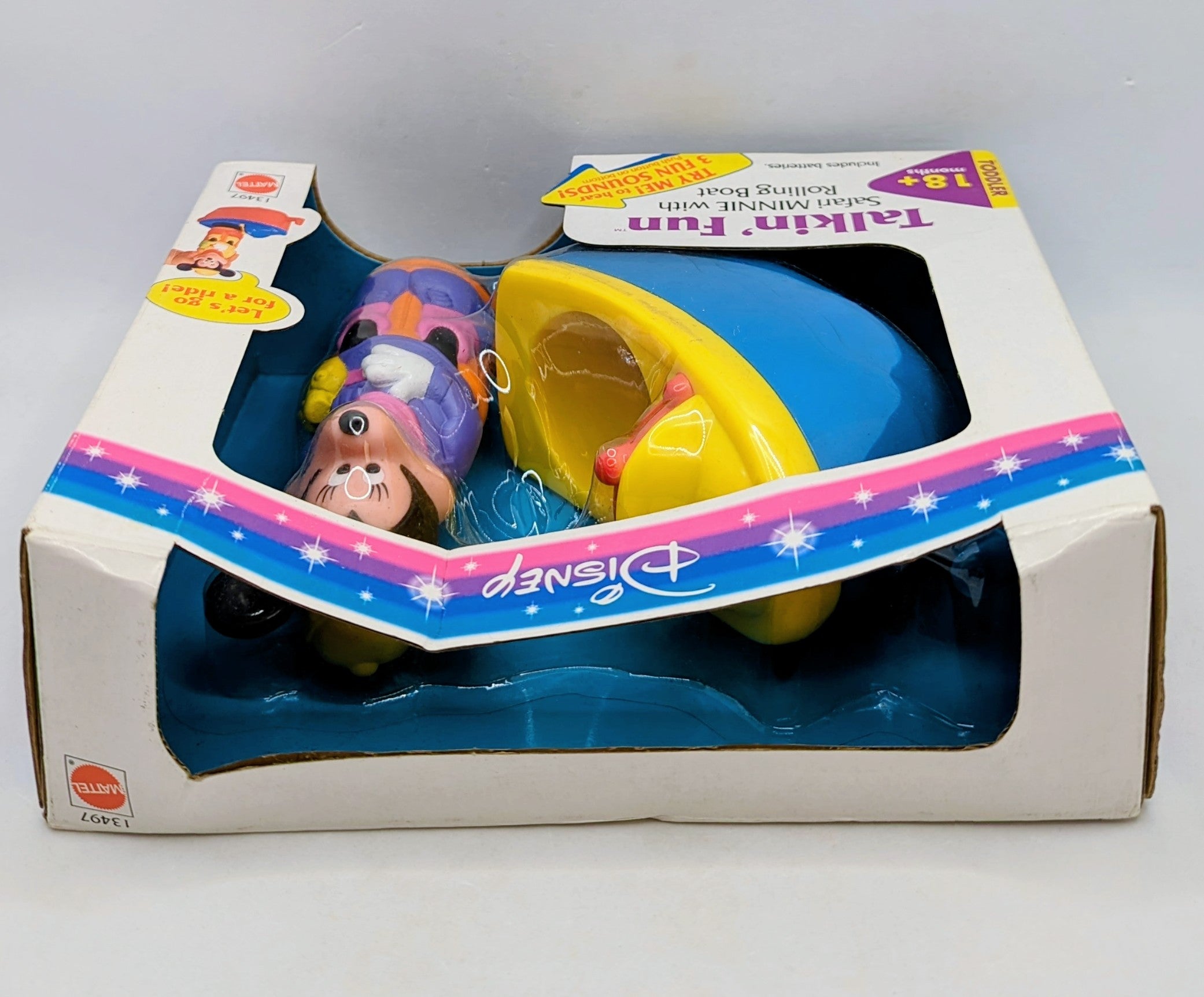 1995 Mattel Talkin Fun Safari Minnie Mouse With Rolling Boat image 4