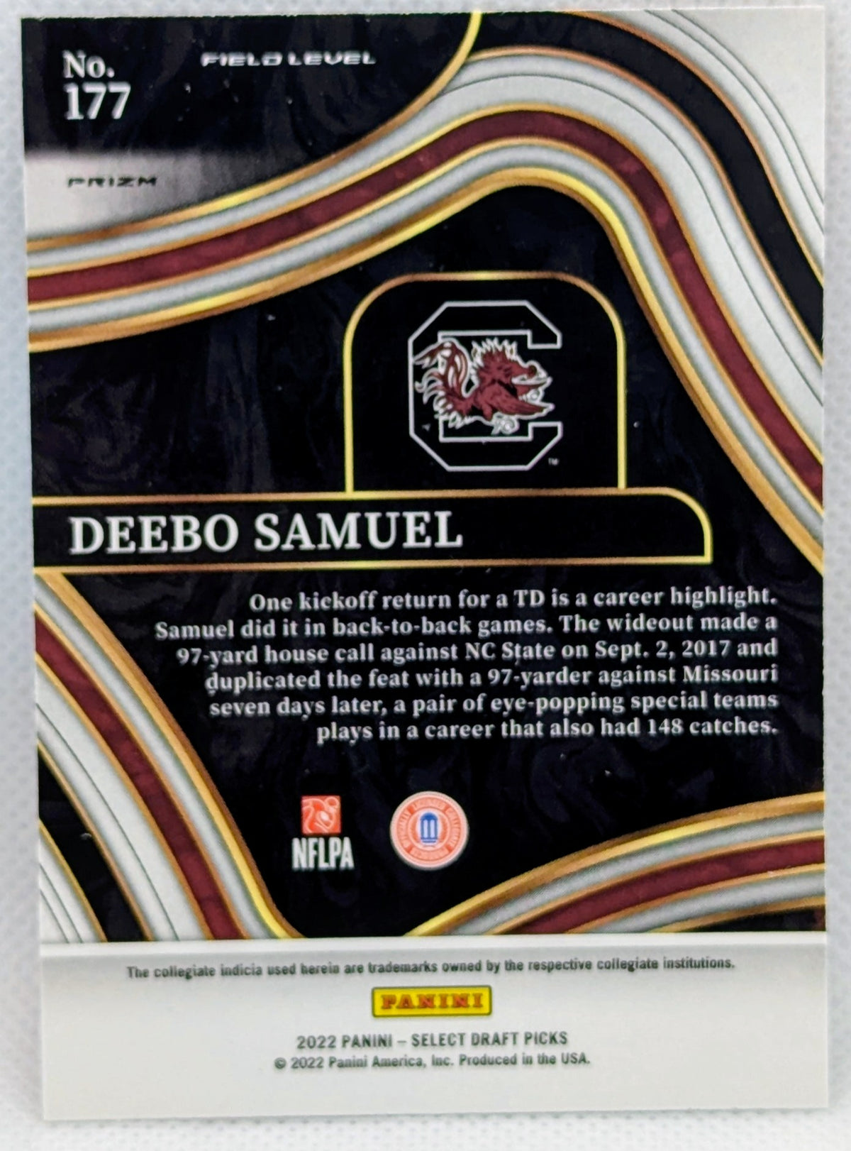2022 Panini Select Draft Picks Field Level Red Lazer Prizm Deebo Samuel #177 image 2