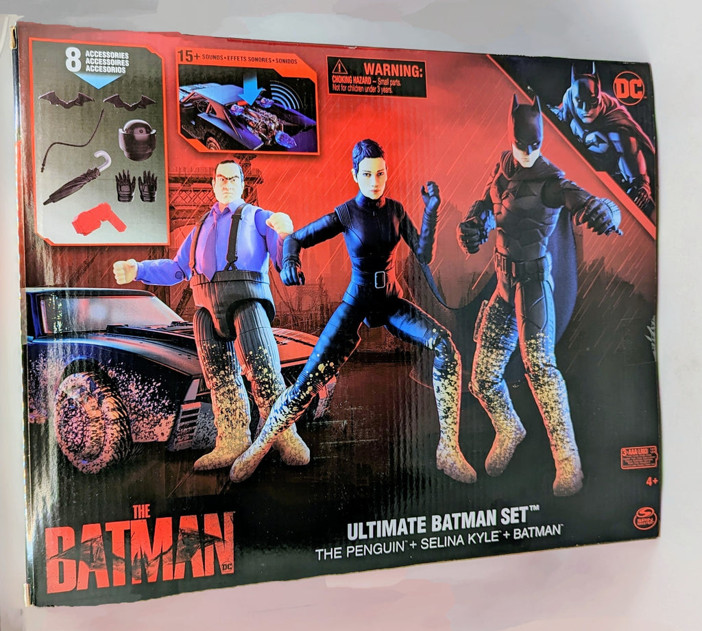 DC Comics The Batman Set w/ 4" Batman, Selina Kyle, The Penguin & Batmobile
