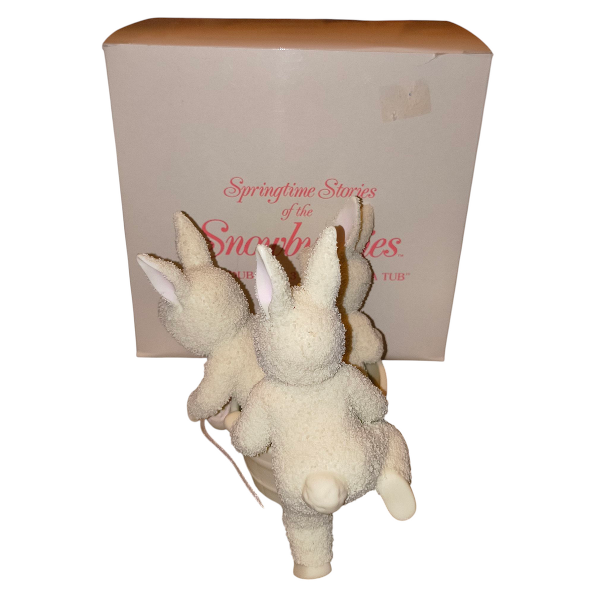 1995 Dept 56 Snowbunnies Rub-A-Dub-Dub Three Bunnies In A Tub Springtime Stories image 3