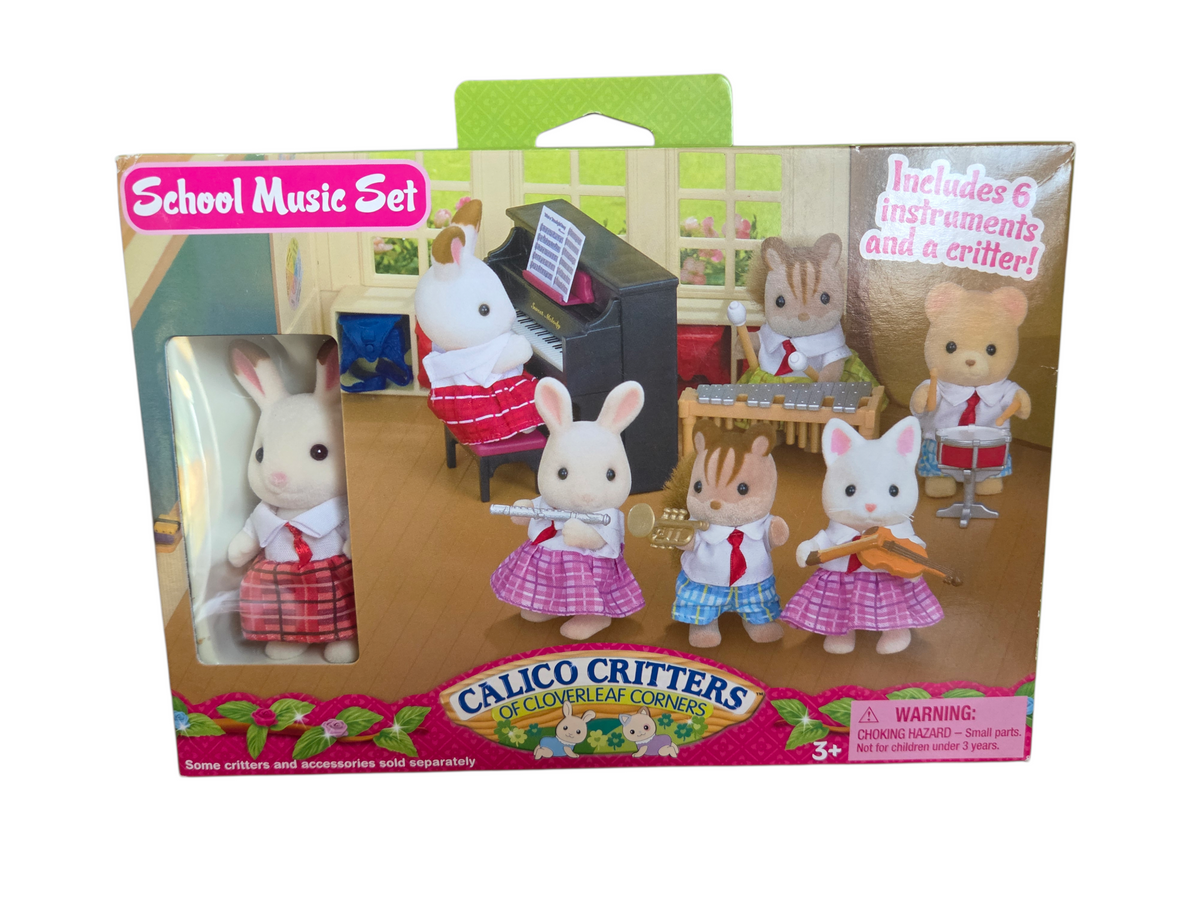 Calico Critters Cloverleaf Corners School Music Set Bell Hopscotch Rabbit