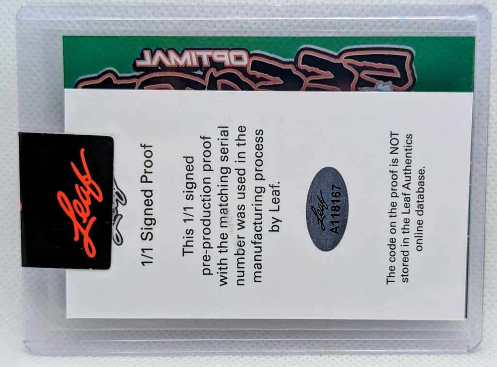 2022-23 Leaf Proof Optichrome Optimal Effort Green 1/1 Kendall Brown Rookie Auto image 2
