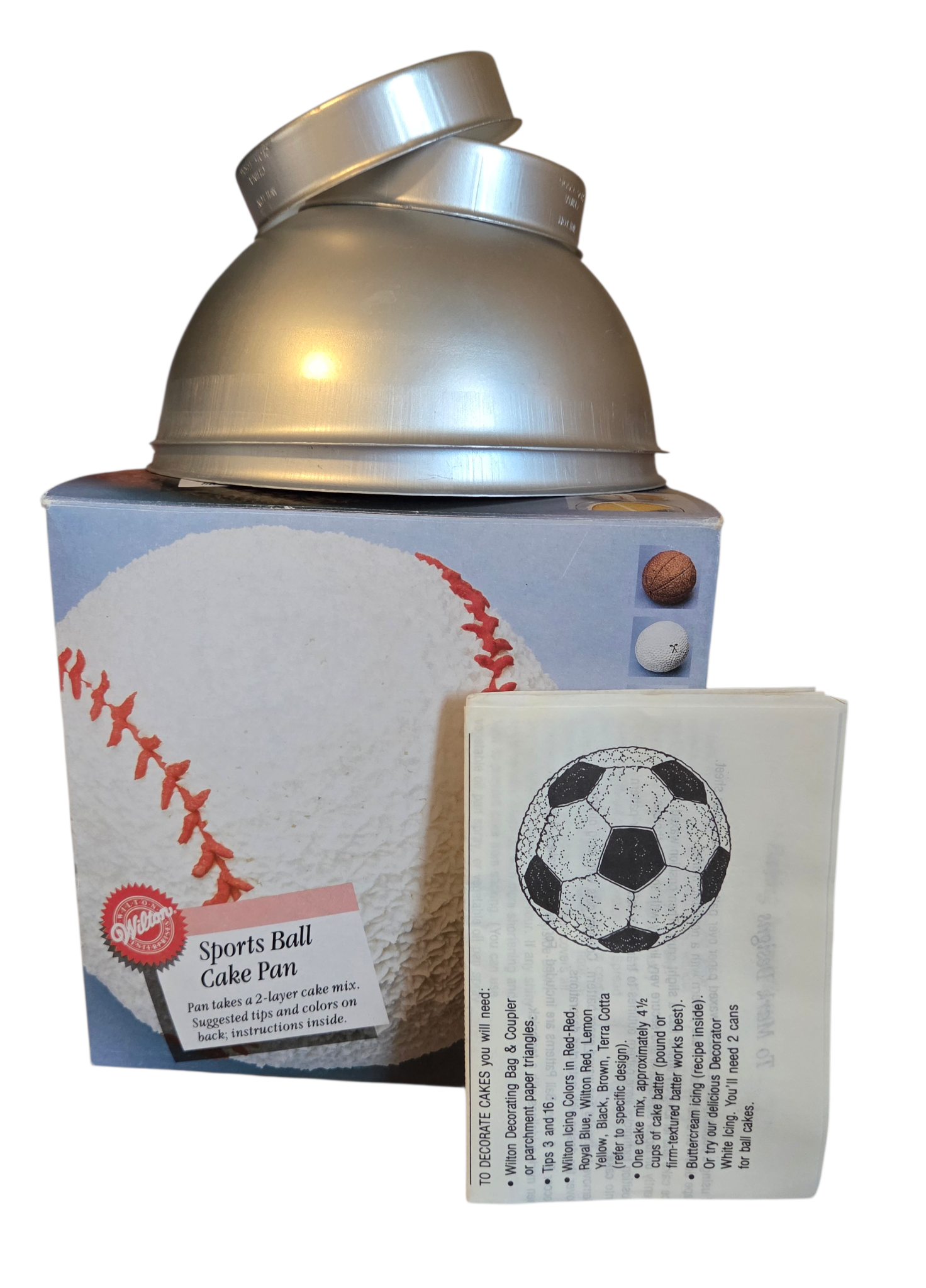 Wilton 3D Diameter 6" Sports Ball Cake Pan Set with Box & Instructions