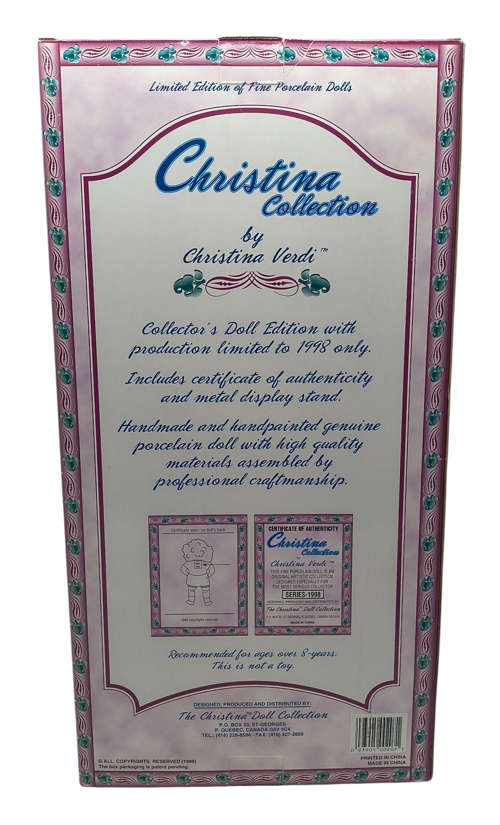 1998 Christina Verdi Christina Collection 16" Victorian White Lace Dress Doll image 2