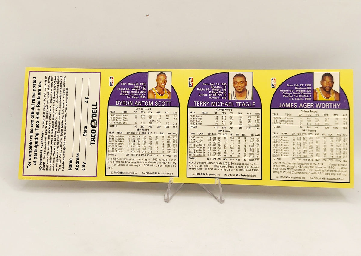 1990-91 NBA Hoops L.A. Lakers Taco Bell Basketball Card Sheet image 6
