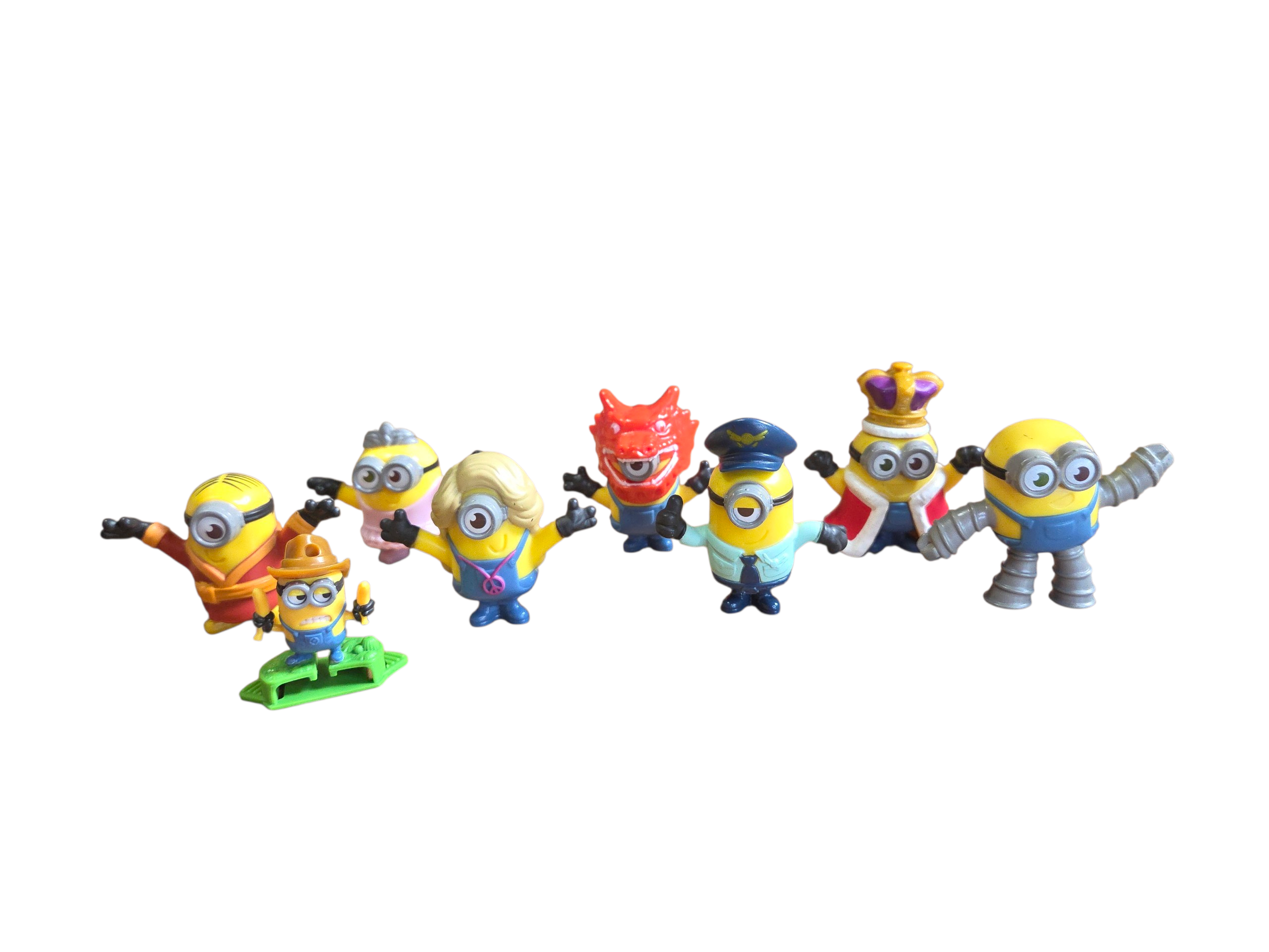 Lot of 2019 McDonald's Minions And Kinder Minion 8 Figures Pilot, King, Hippie +