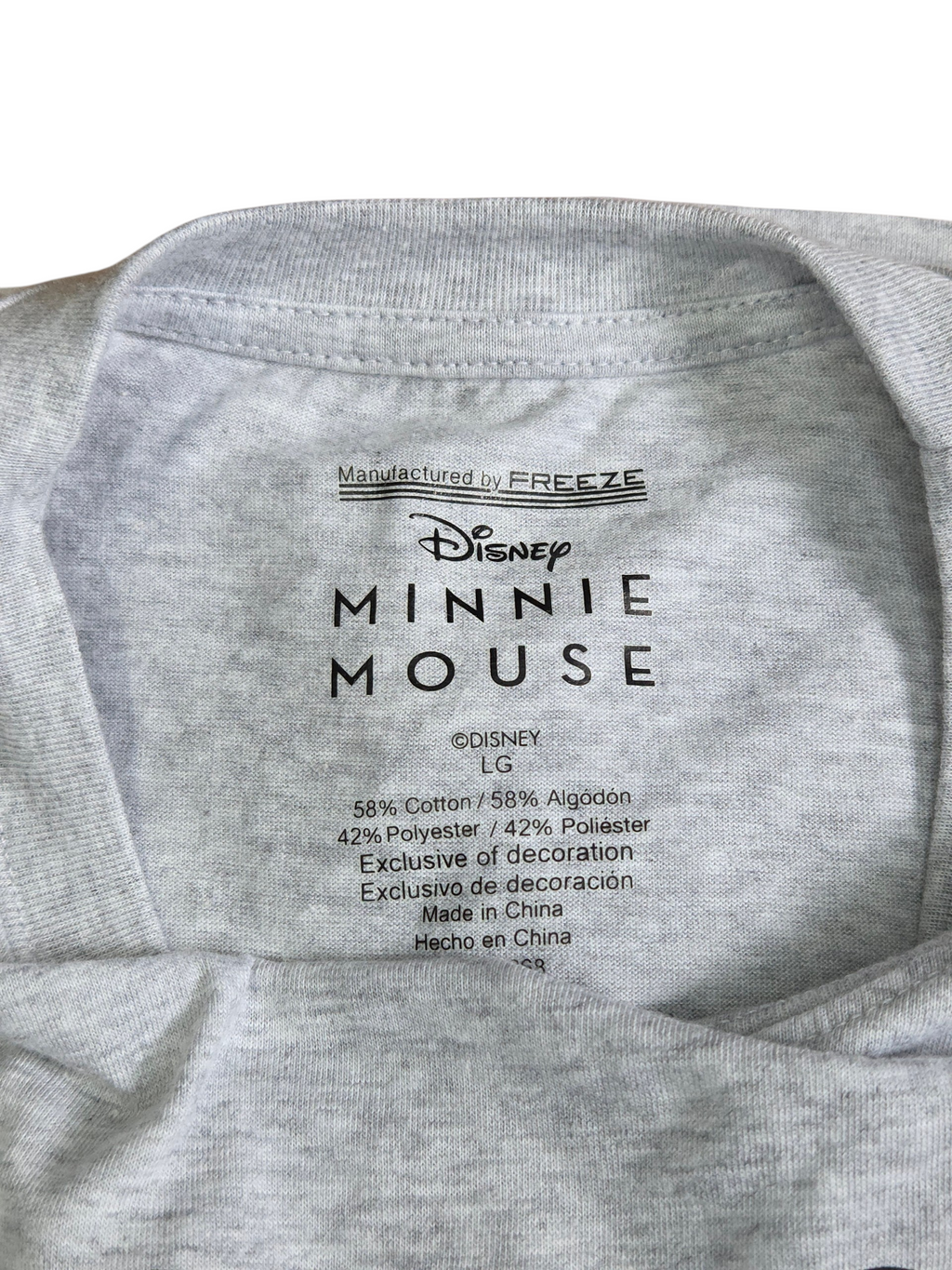 Freeze Disney Minnie Mouse Embroidered Flowers Womens T-Shirt Grey Large image 4