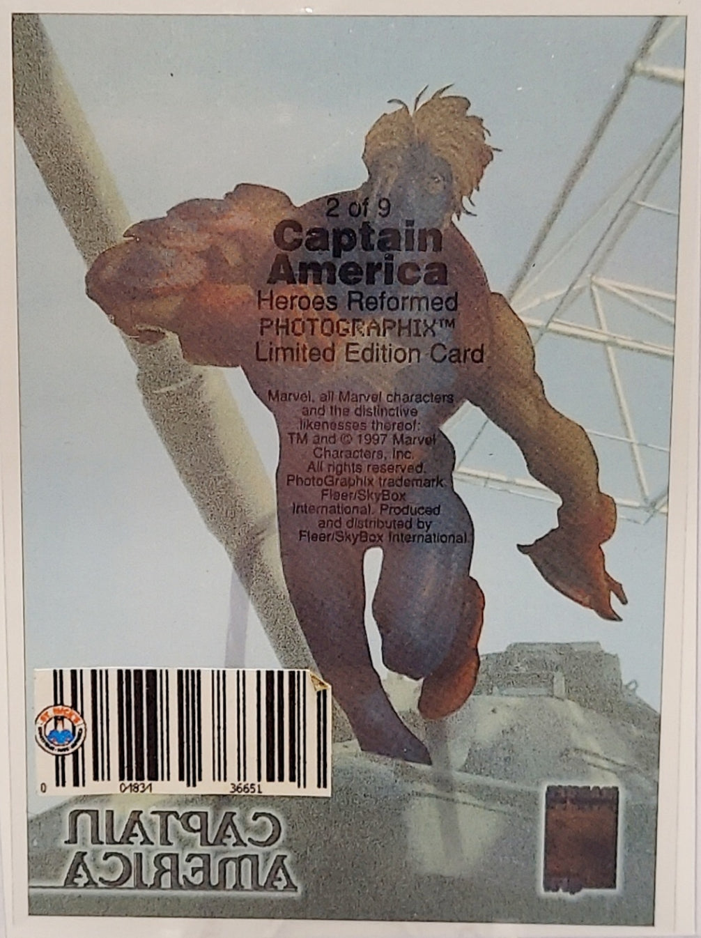 1997 Fleer Marvel Premium QFX Captain America Photographix Chase Card # 2 image 2