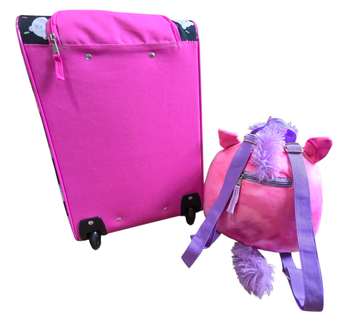 Squishmallows Lola Unicorn 2pc Travel Set with 18" Luggage and 10" Plush Backpac image 2