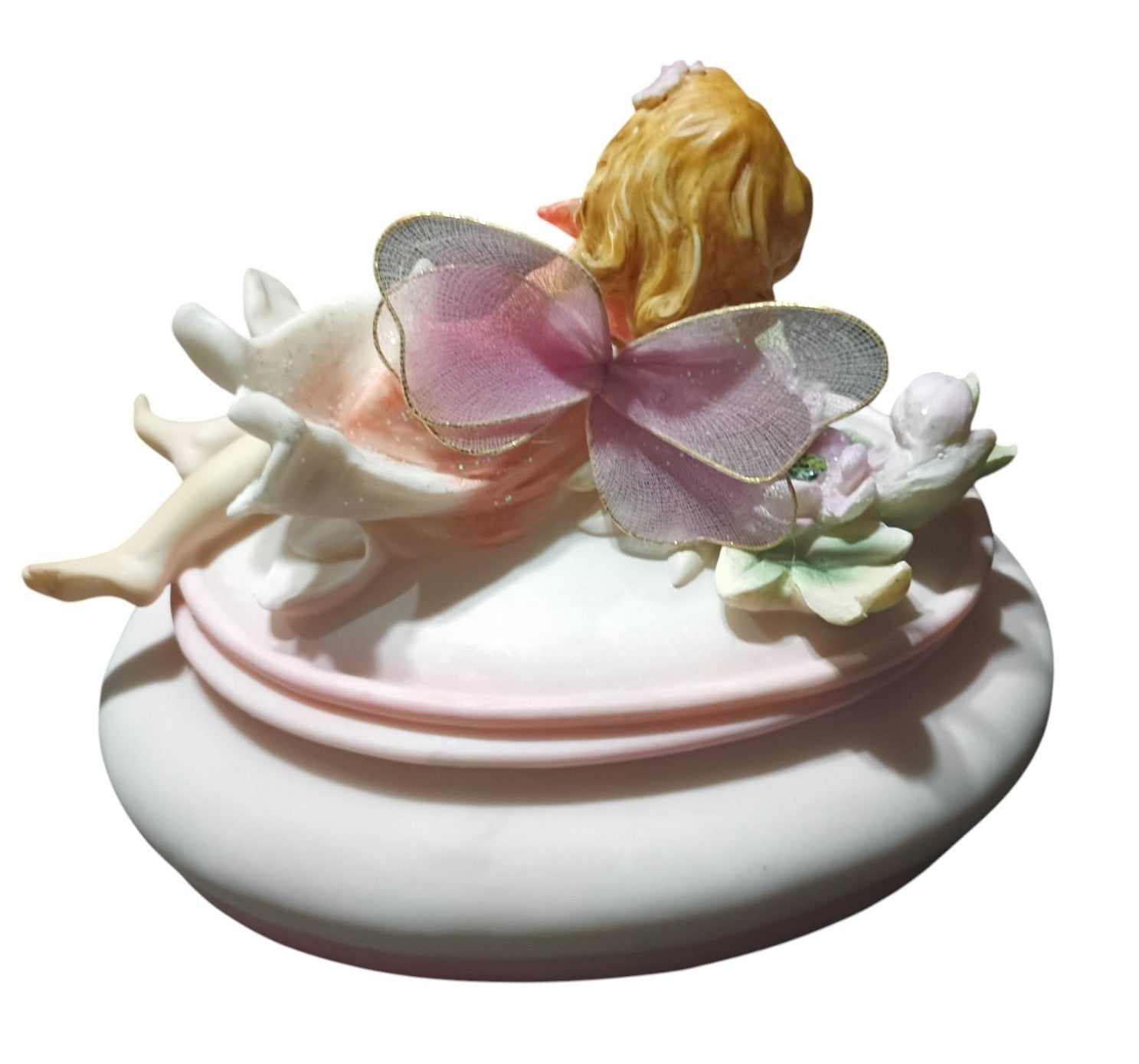 Vintage Montefiori Fairy And Flowers 7" Polyresin Trinket / Jewelry Box image 2