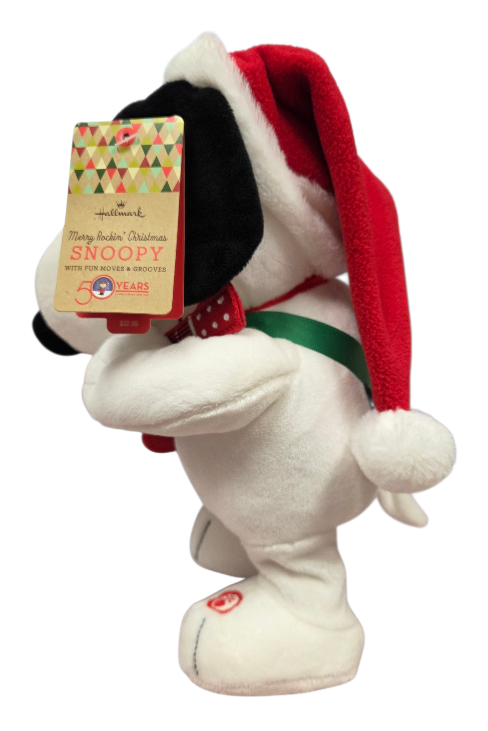 Hallmark Merry Rockin Christmas Snoopy 50th Anniversary Plush w/ Guitar 12" image 3
