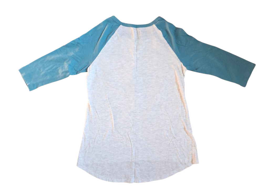 Marvel Comics Captain America Blue/Grey Comic Logo Raglan Womens Medium Shirt image 2