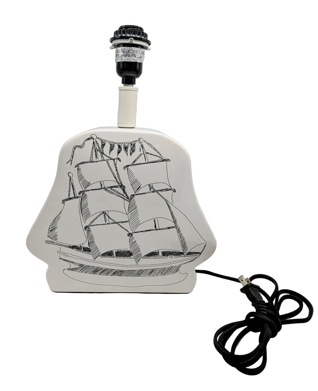 Crate & Barrel Land Of Nod White Ceramic Pirate Ship Lamp image 2