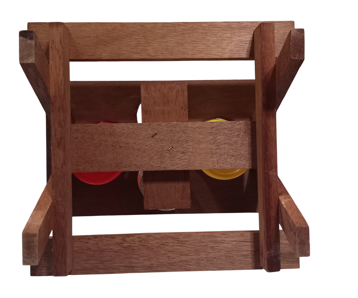 Wooden Picnic Table Condiment Holder Vintage Ketchup Mustard Bottle S&P Napkin image 5