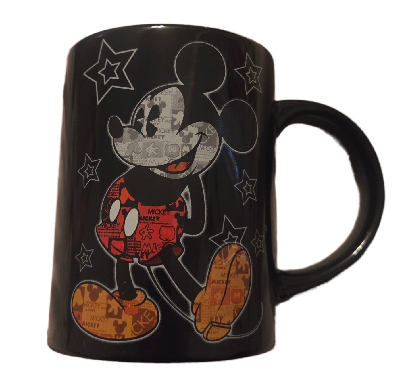Disney Mickey Mouse Coffee Mug Jerry Leigh Cup Black Newsprint Stars image 2