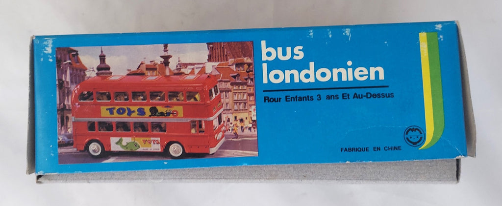 Vintage Friction Powered Toys Tin Double Decker Bus image 5