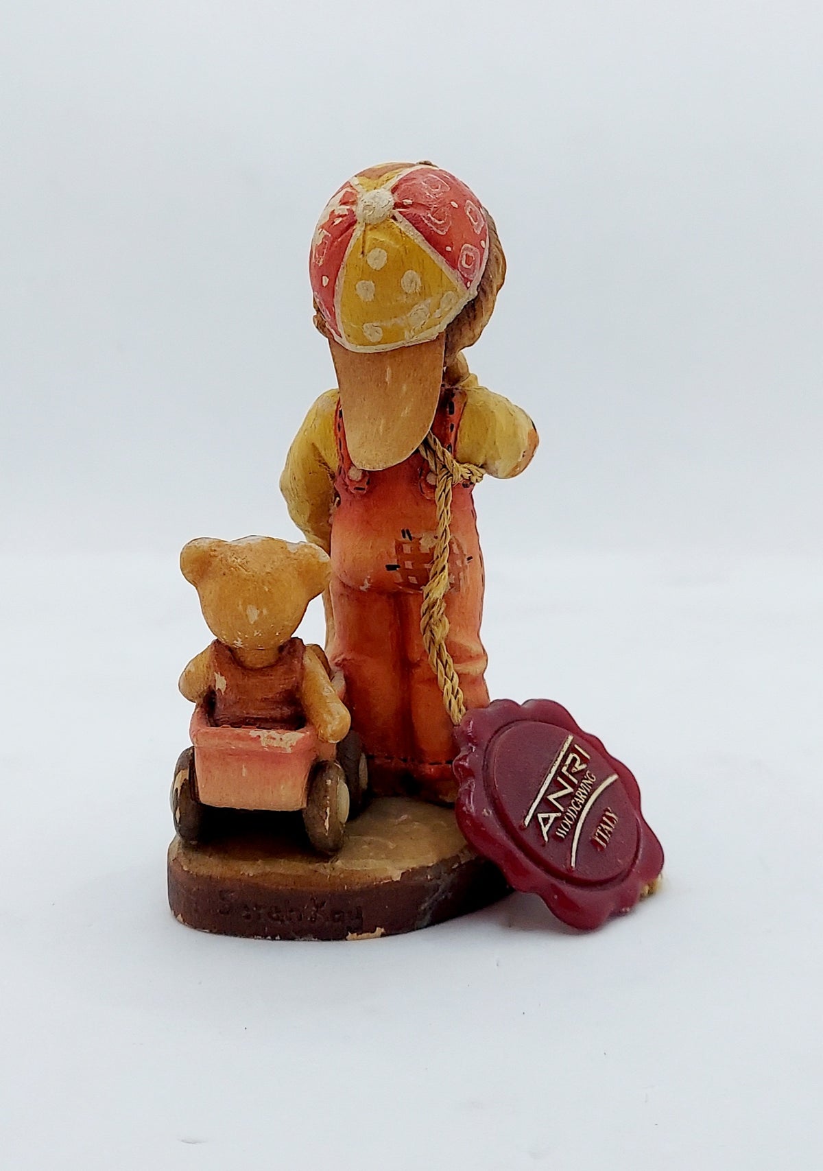 Anri Sarah Kay Boy w/ Wagon Finding Our Way Wood Carved Figure image 2