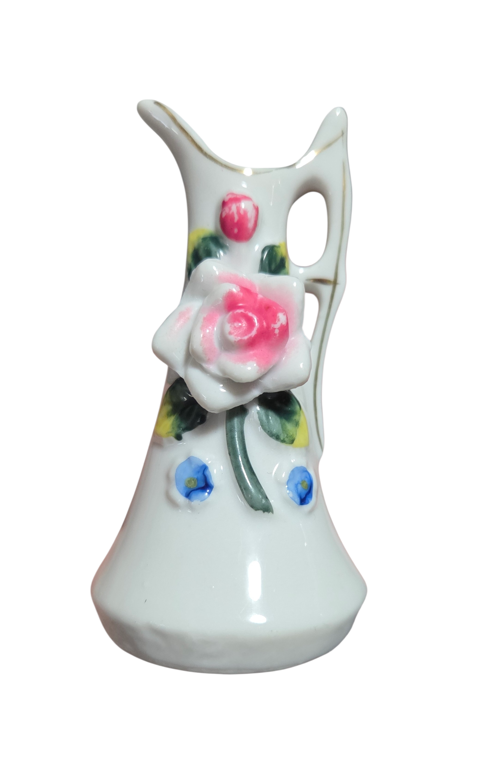 Vintage Mini Porcelain Rose Pitcher Made In Japan Hand Painted 3.5"