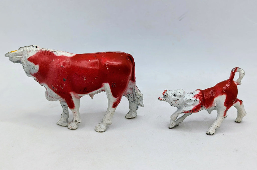 Vintage Manoil Lead Hereford Bull And Calf Figure Set C-20 image 2