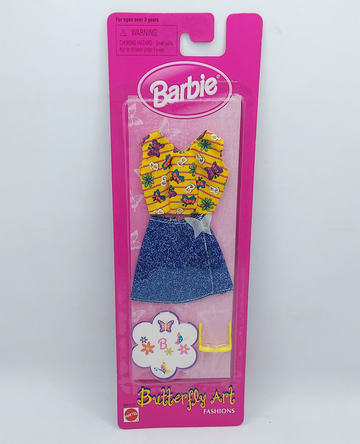 1998 Barbie Butterfly Art Fashions Yellow Top & Blue Skirt, Yellow Glasses