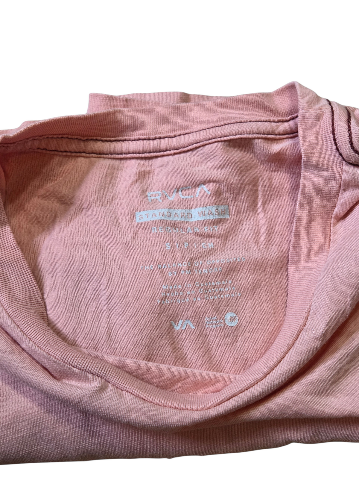 RVCA PM Tenore Pink Embroidered Logo T-Shirt Size Small image 3