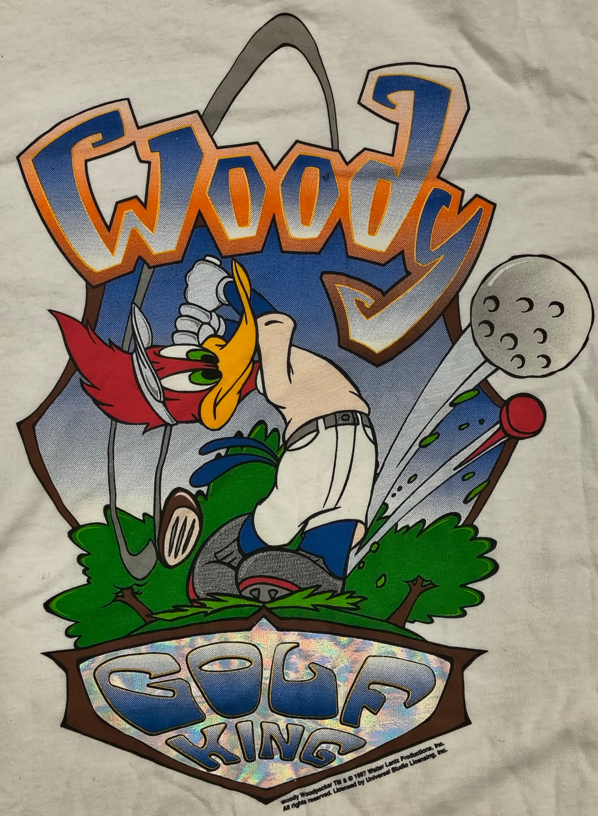1997 Grafix Walter Lantz Woody Woodpecker Golf King X-Large White T-Shirt image 3