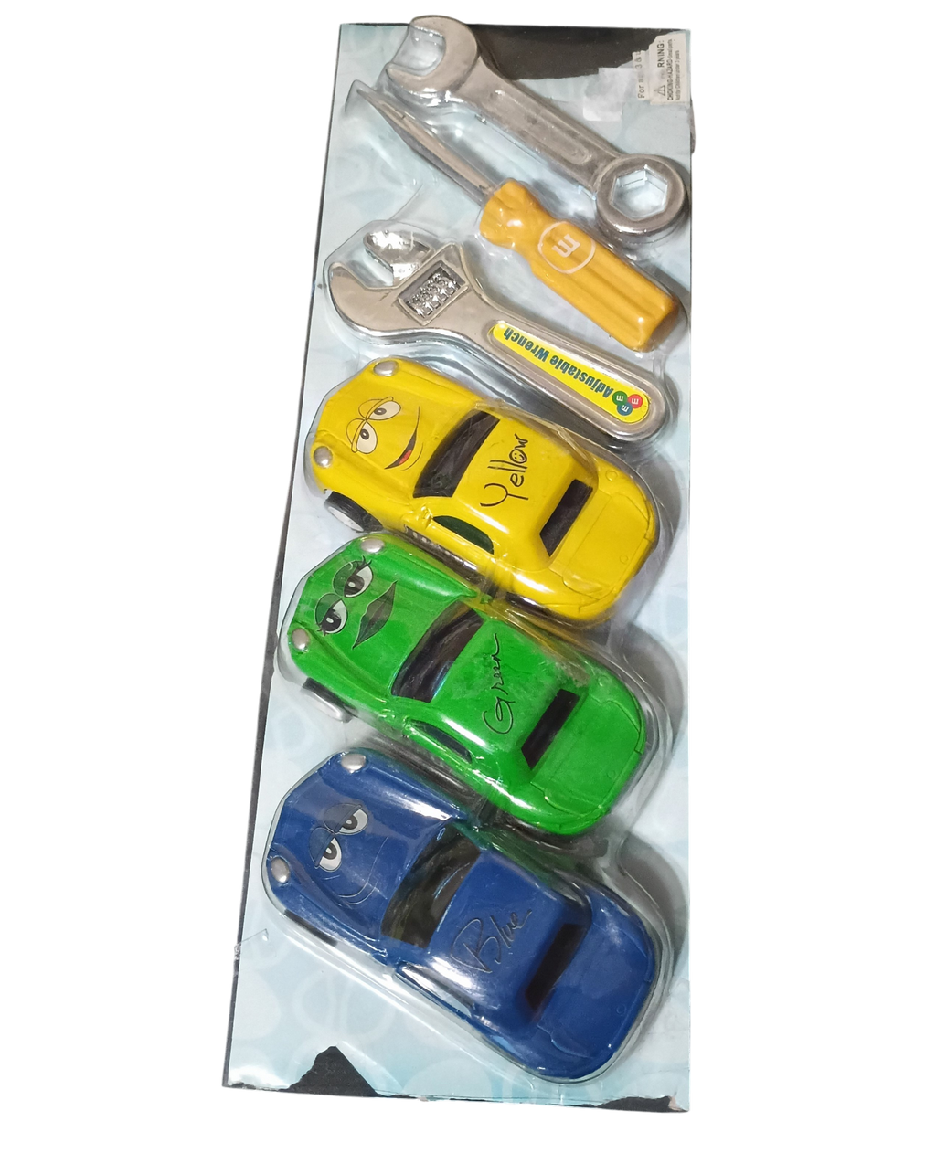 Vintage M&M Plastic Car Repair, Car Building Kit - Blue, Green, Yellow M&M Cars