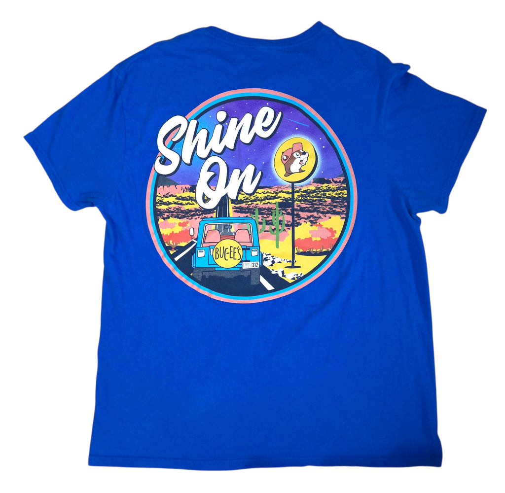 Buc-ee's Royal Blue Shine On Travel Jeep Desert T-Shirt Size Large image 2