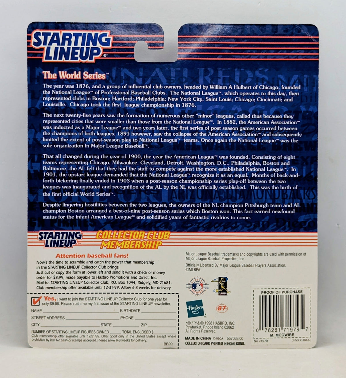 1999 Starting Lineup Mark McGwire St Louis Cardinals Baseball Figure image 2