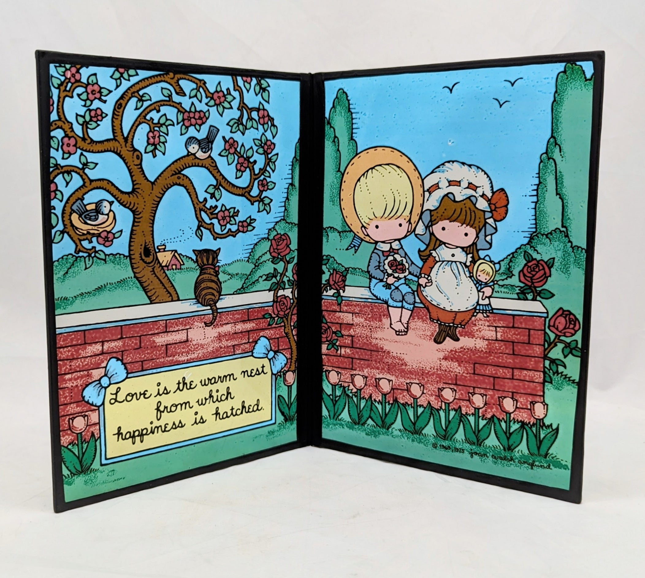 Vintage 1981 Joan Walsh Anglund Double Stained Glass Picture