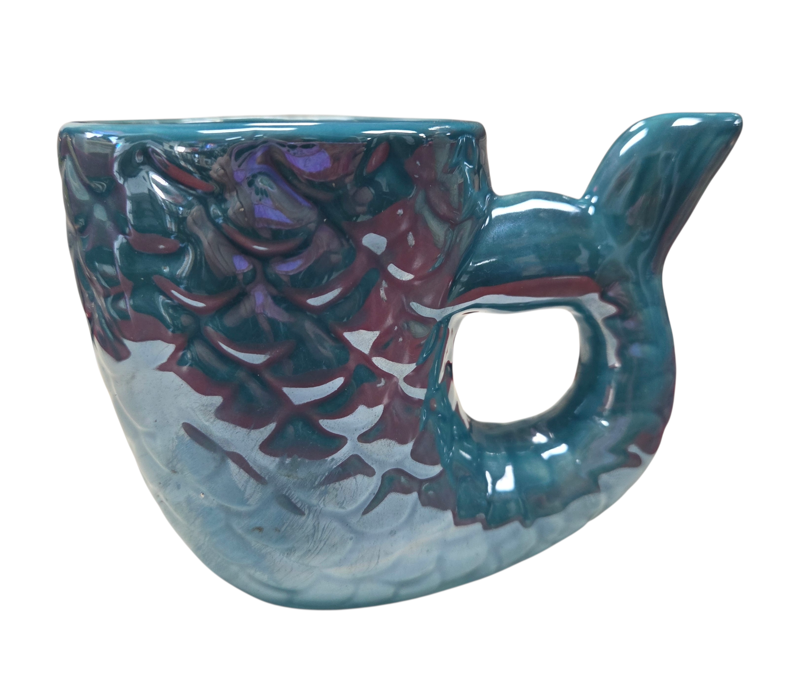 Iridescent Mermaid Tail Mug Ceramic Coffee Cup Embossed Scales