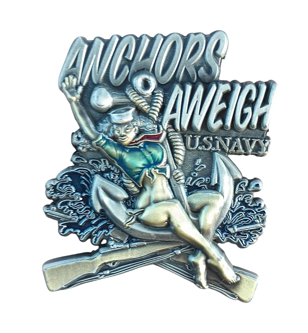 US Navy Anchors Aweigh Pin Up Girl Challenge Coin image 2