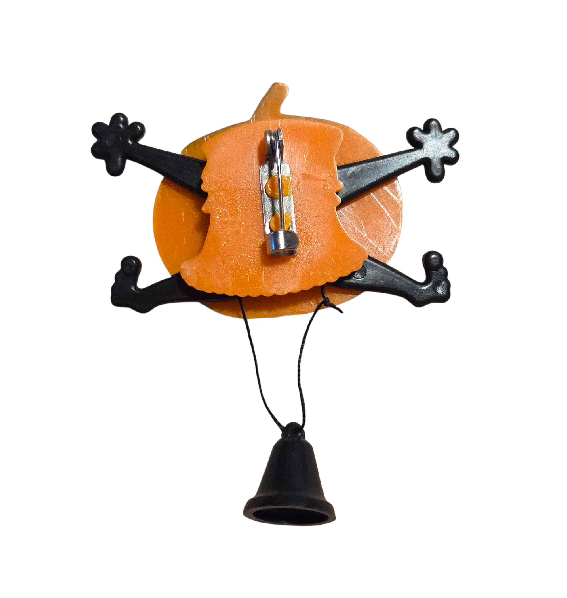 1976 Creative Creations Halloween Pumpkin Action Pin On 3.5" Pull String Pin image 2