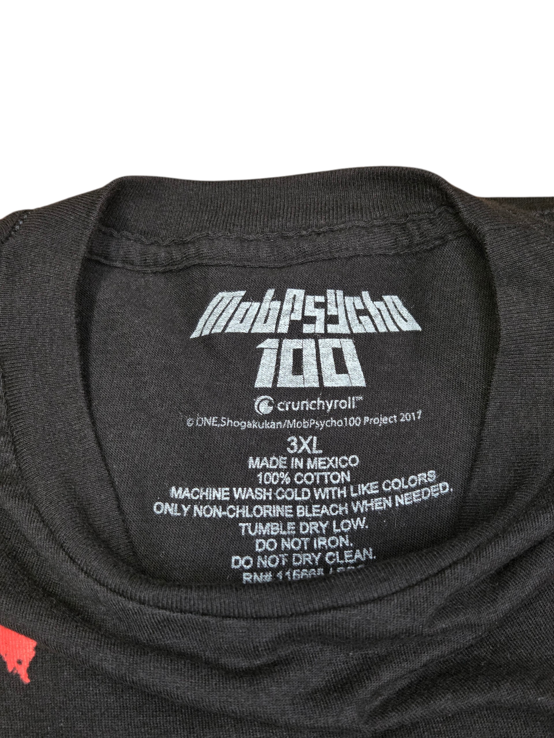 2017 Mob Psycho 100 Crunchyroll Anime Graphic Black T-Shirt 3XL Shigeo Kageyama image 3