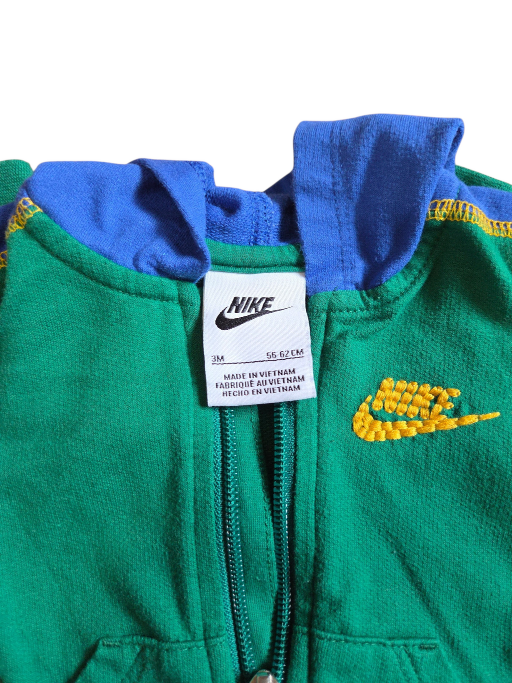 Nike Baby Boy Hooded Green/Blue Full Zip Coverall 3 Months image 3
