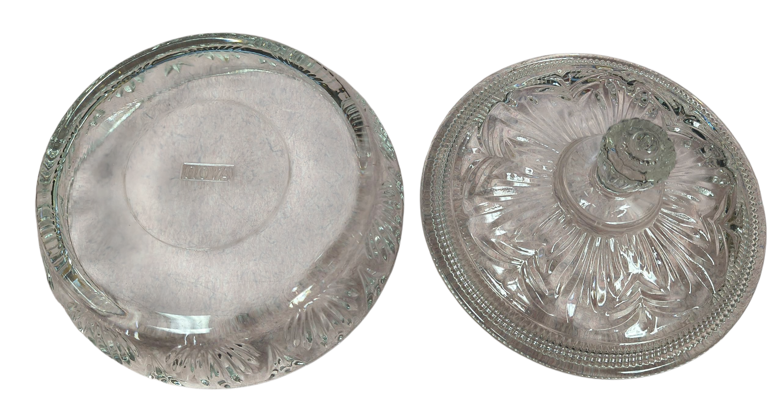 Vintage Avon Covered Etched Clear Glass Dish with Lid 6" image 3