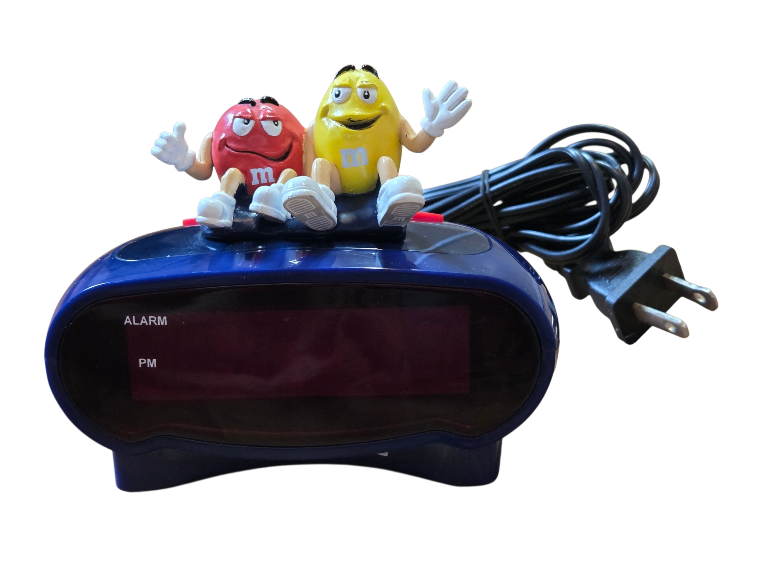 2003 Y2K M&M Digital Alarm Clock Red & Yellow M&M's Blue Clock