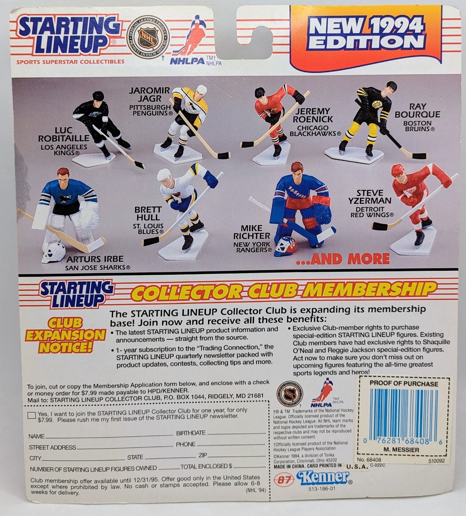 1994 Kenner Starting Lineup Mark Messier New York Rangers Hockey NHL Figure image 2