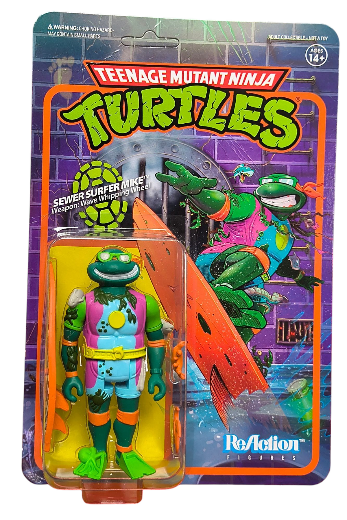 Super7 Reaction Teenage Mutant Ninja Turtles TMNT Sewer Surfer Mike 3.75" Figure