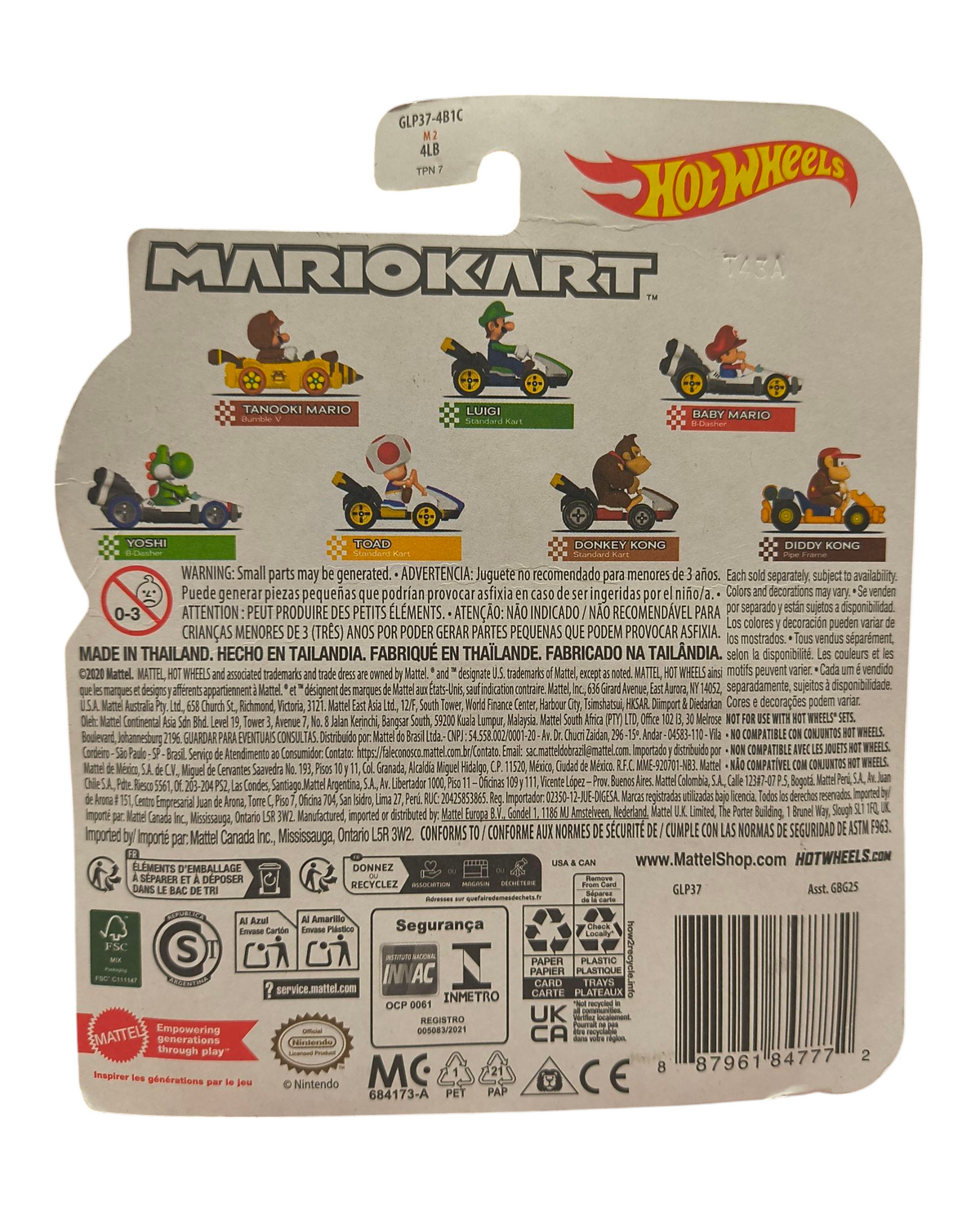 2020 Mattel Hot Wheels Mario Kart Luigi 1:64 Diecast image 2