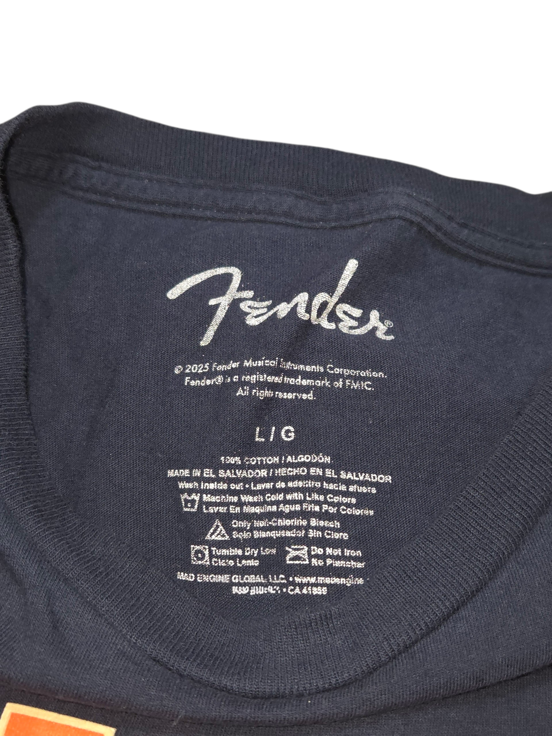 Fender EST. 1946 Guitars USA Made Music Logo Blue T-Shirt Size Large image 3