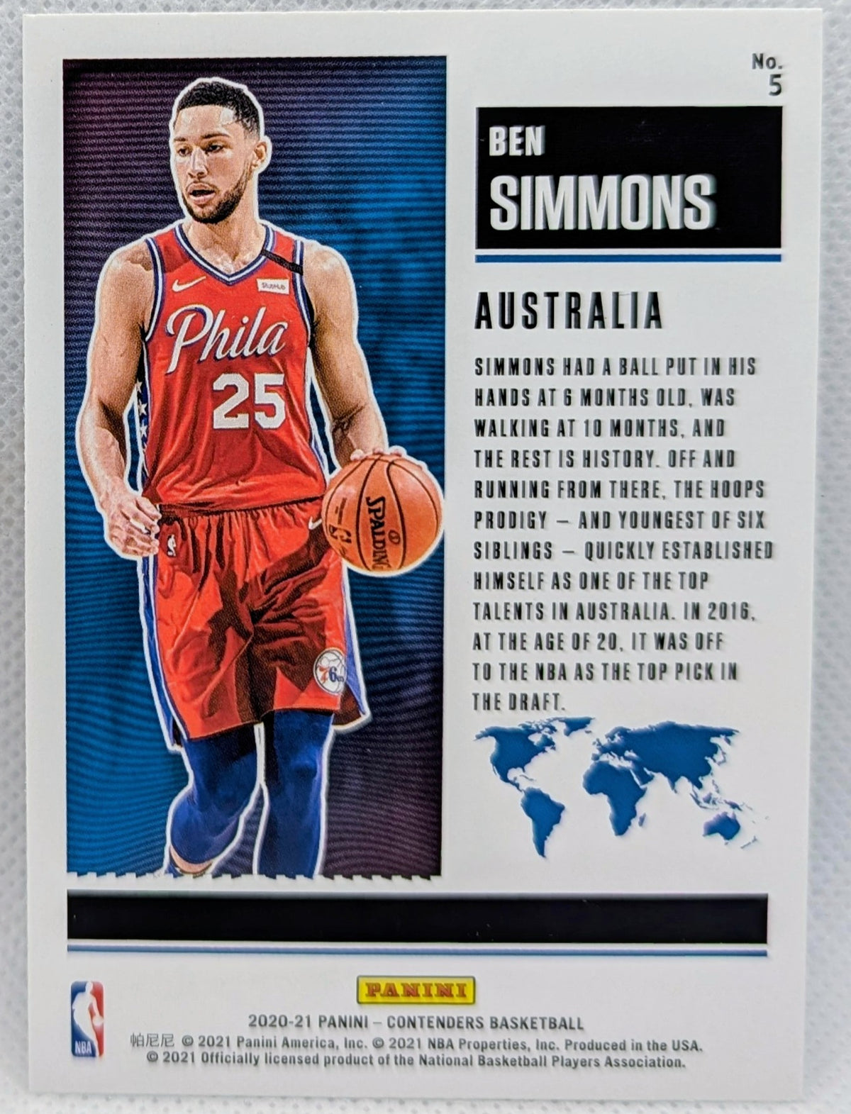2020-21 Panini Contenders International Ticket Australia Ben Simmons #5 image 2