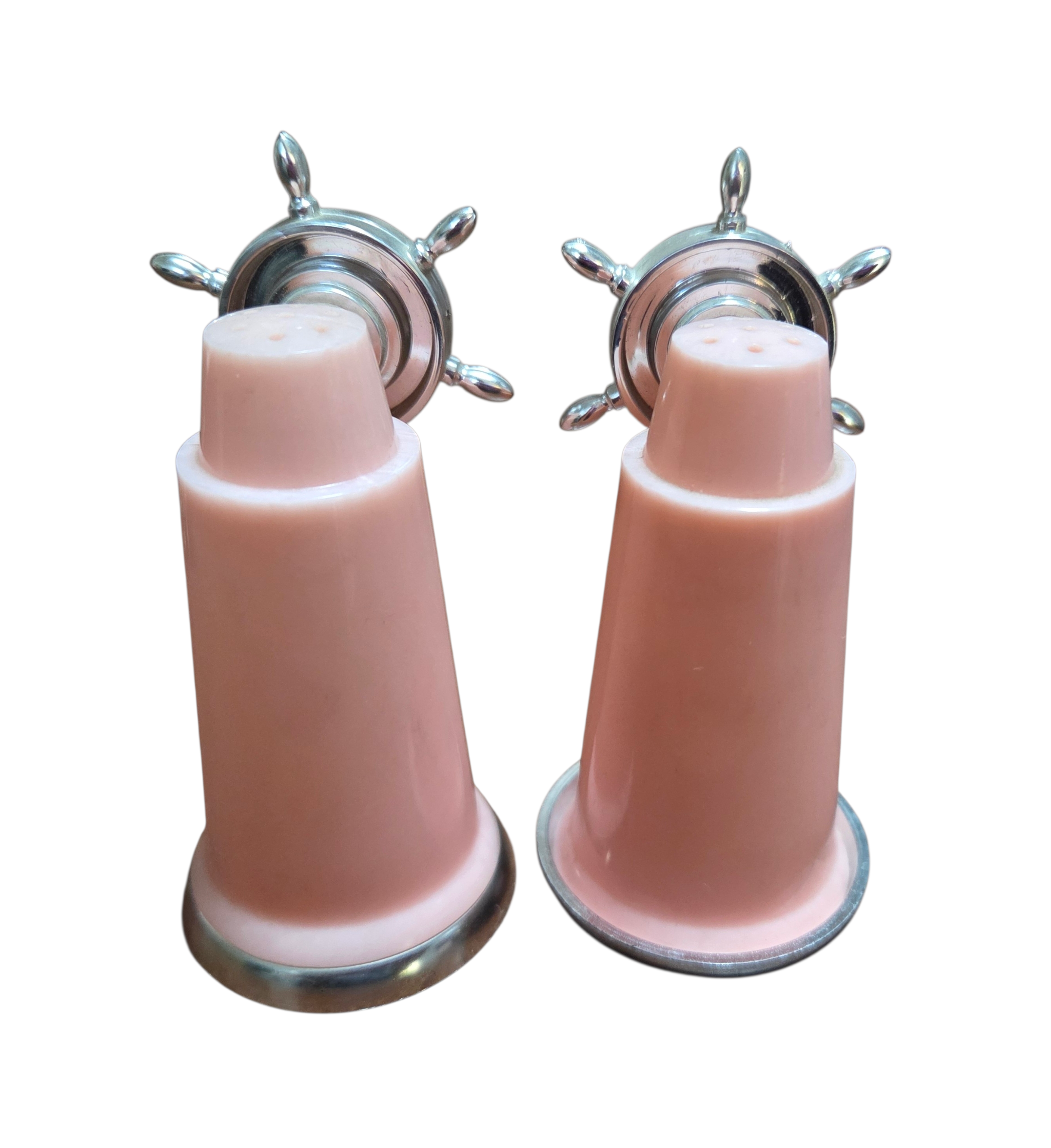 Enco Salt Pepper Shakers Pink California Tree House Souvenir Compass Ship Wheel image 3
